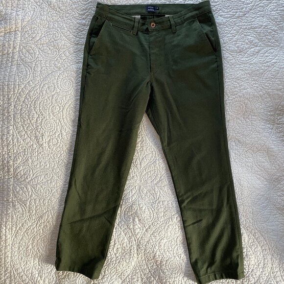 Civic Taylor Stitch Frank Chino Mens 33 Green Merino Wool Reflective Cuff Spain